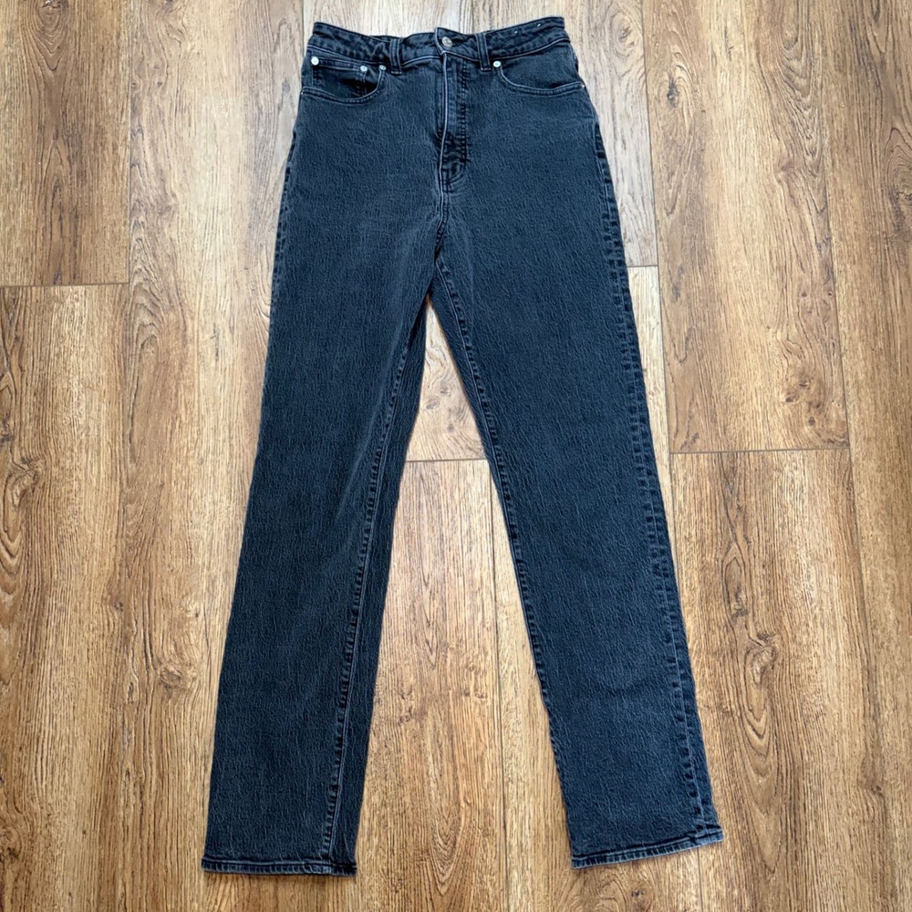 Madewell Curvy 90s Straight Leg Jeans Washed Black Size 29 Tall High Rise grunge